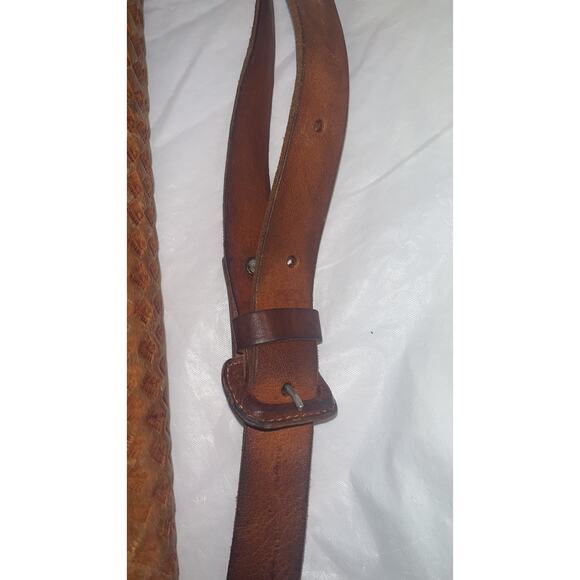 Vintage handmade, Brown leather crossbody bag - Picture 9 of 16